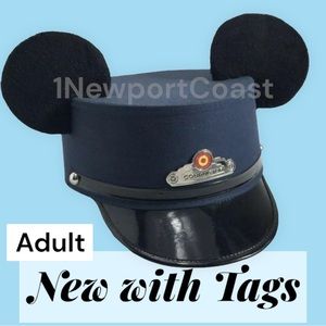 ADULT NWT Disney Ears Conductor Hat Red Car Trolley Adult MICKEY EARS